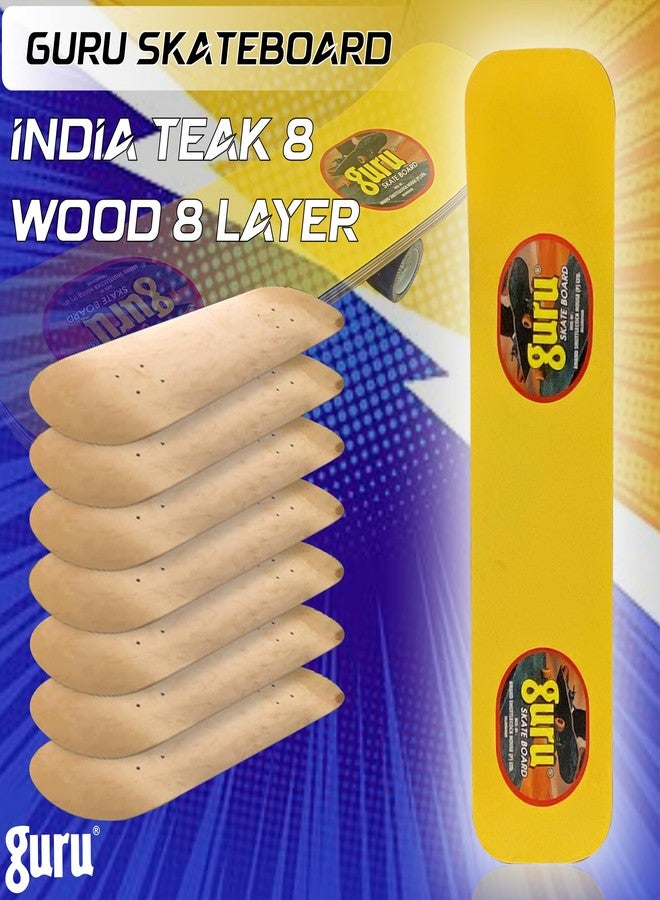 جورو لوح تزلج خشبي متوسط الحجم غير قابل للانزلاق من GURU للأطفال والكبار، مقاس 24 بوصة × 6 بوصات (أصفر، عبوة من قطعة واحدة) - Image 2